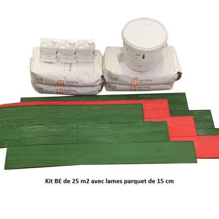 Kit béton empreinte aspect Parquet - Lames de 15 cm