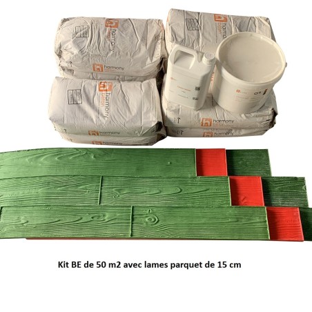 Kit béton empreinte aspect Parquet - Lames de 15 cm