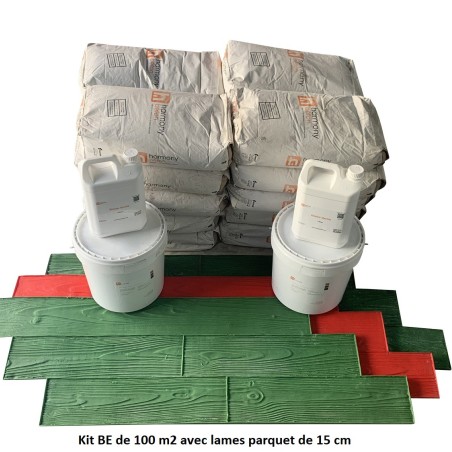 Kit béton empreinte aspect Parquet - Lames de 15 cm