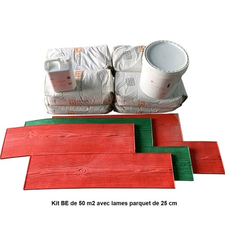 Kit béton empreinte aspect Bois - Lame de 25 cm