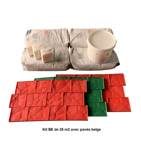 Kit béton empreinte aspect Pavés Belges