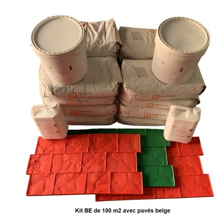 Kit béton empreinte aspect Pavés Belges