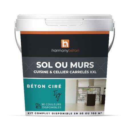 Kit ISY XXL Béton ciré pour Sol ou murs de Cuisine & Cellier carrelés