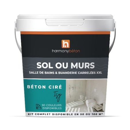 Kit ISY XXL Béton ciré pour Sol ou murs de Salle de bains & Buanderie carrelées