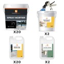 Kit for spraying mortar onto tiling