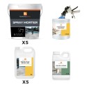 Kit for spraying mortar onto tiling