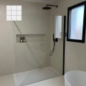 Béton ciré ISY sur carrelage - Kit universel salle de bain - douche couleur 37. Beige