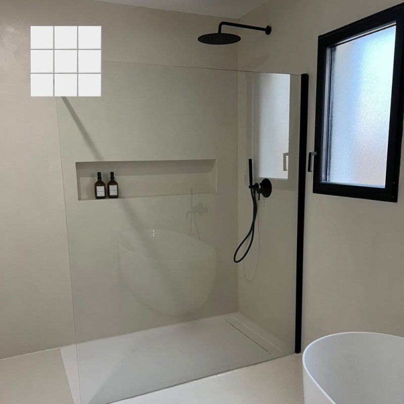 Béton ciré ISY sur carrelage - Kit universel salle de bain - douche couleur 37. Beige