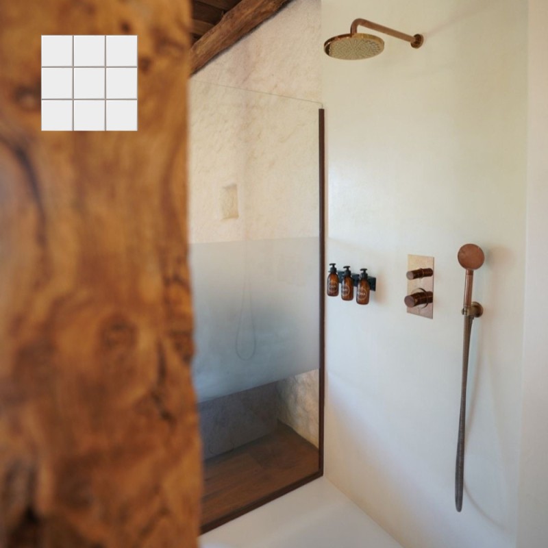 Béton ciré ISY sur carrelage - Kit universel salle de bain - douche couleur 40. Blanc cassé
