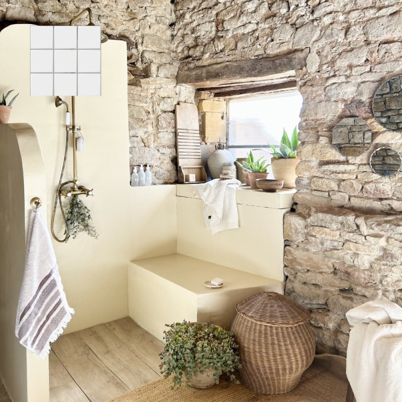 Béton ciré ISY sur carrelage - Kit universel salle de bain - douche couleur 4. Pierre