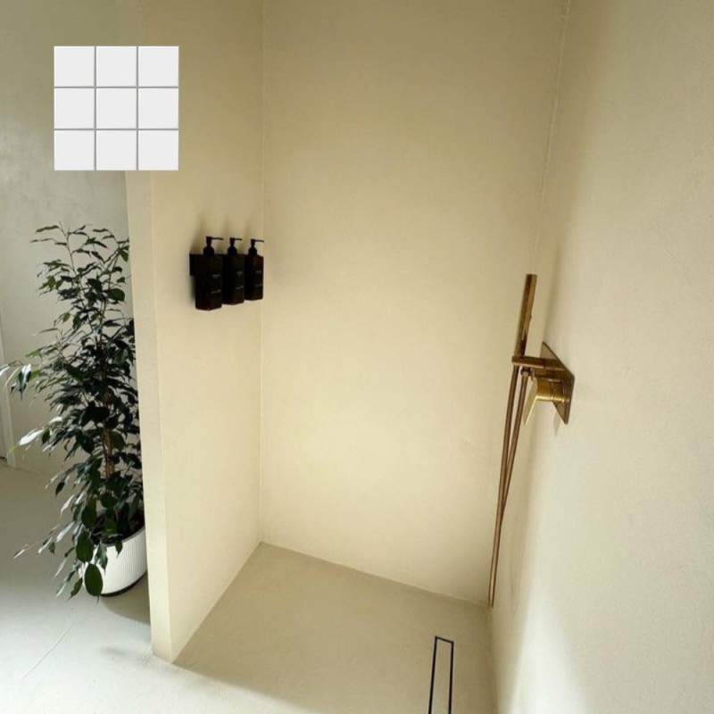 Béton ciré ISY sur carrelage - Kit universel salle de bain - douche couleur 2. Blanc crème