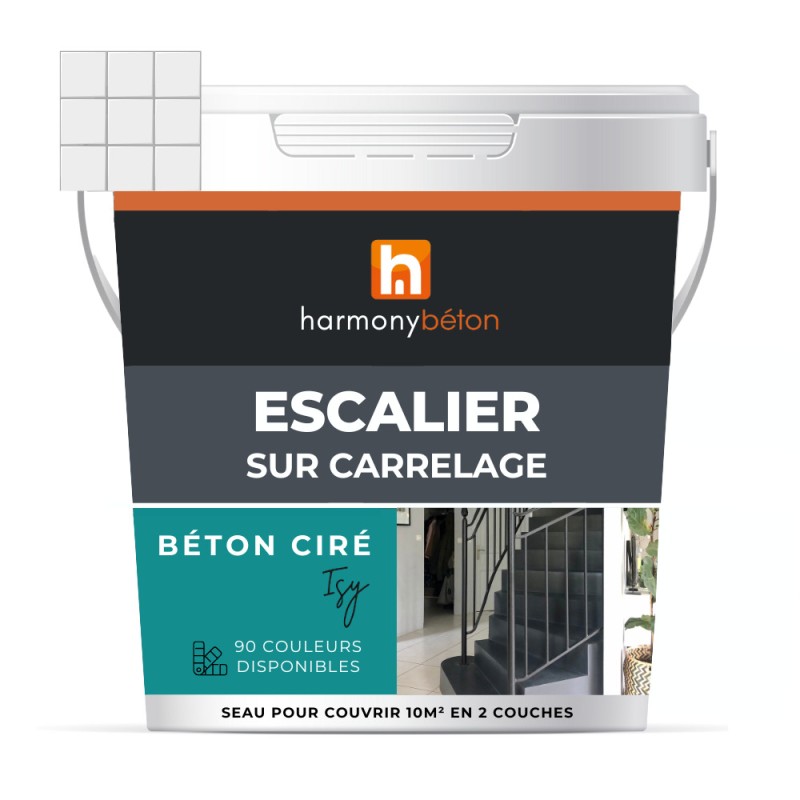 Béton ciré ISY sur carrelage - Kit escalier