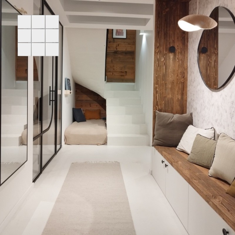 Béton ciré ISY sur carrelage - Kit universel protection légère couleur 40. Blanc cassé