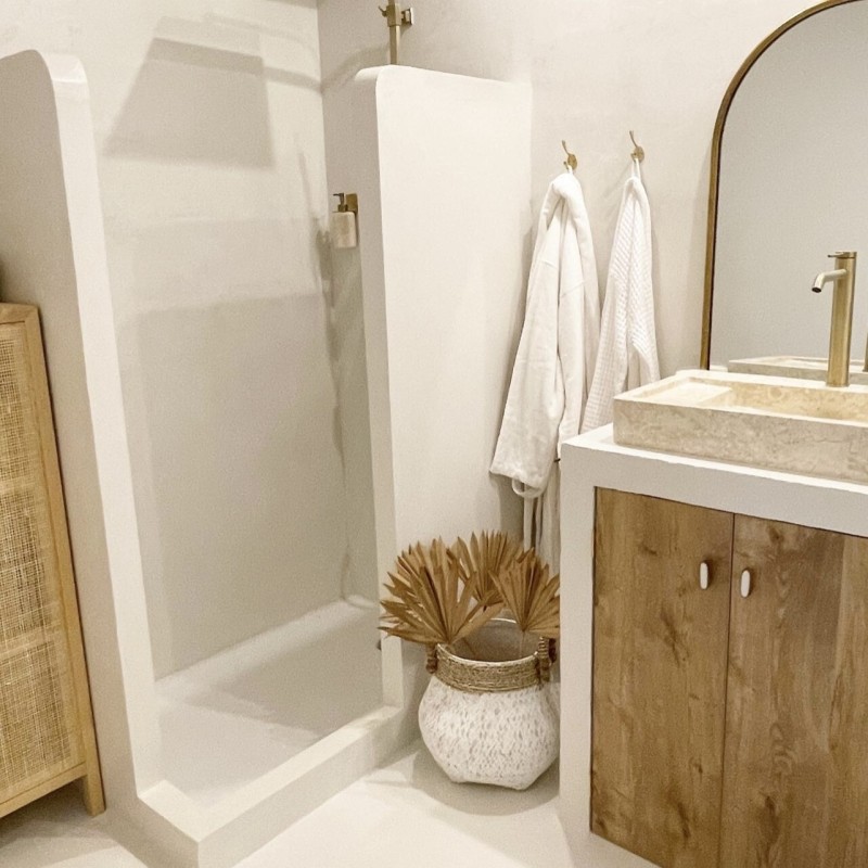 Béton ciré ISY douche avec étanchéité - kit complet - couleur 40. Blanc cassé