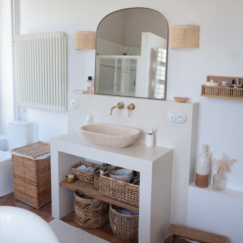 Béton ciré ISY meuble vasque et douche - couleur 37. Beige