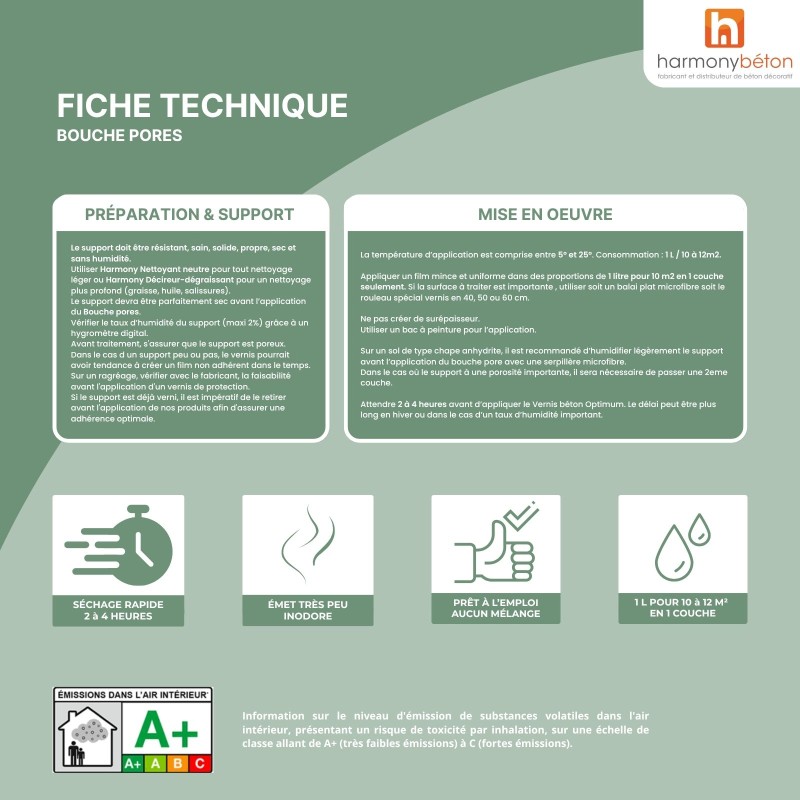 Fiche technique bouche pores