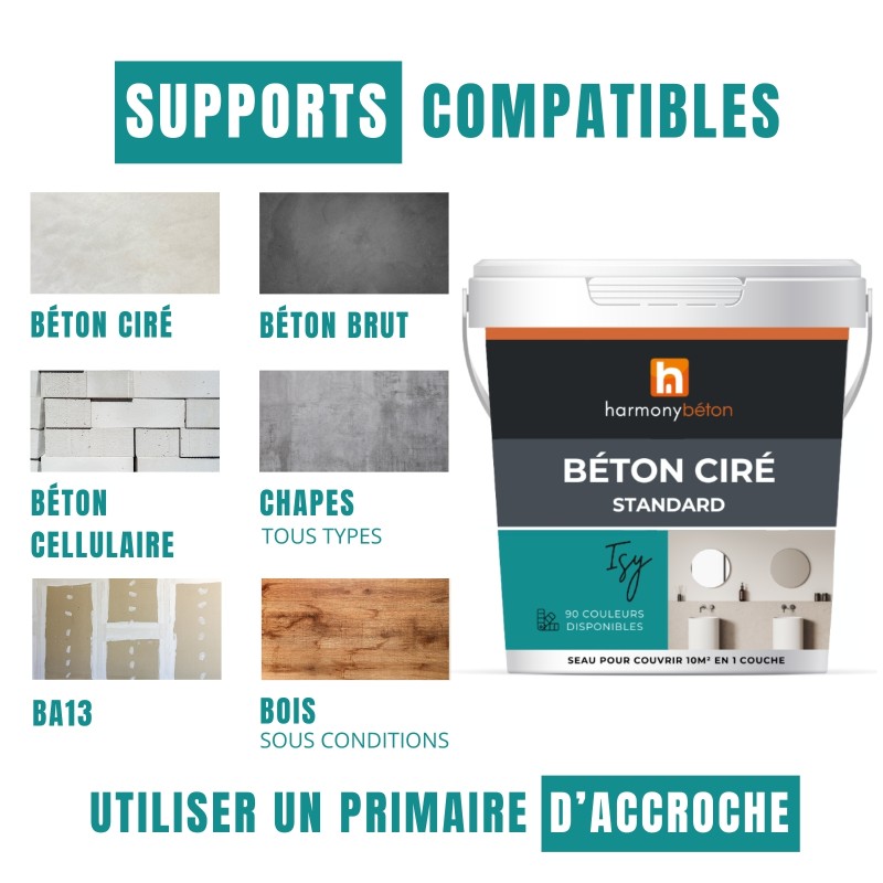 Supports compatibles avec le béton ciré standard