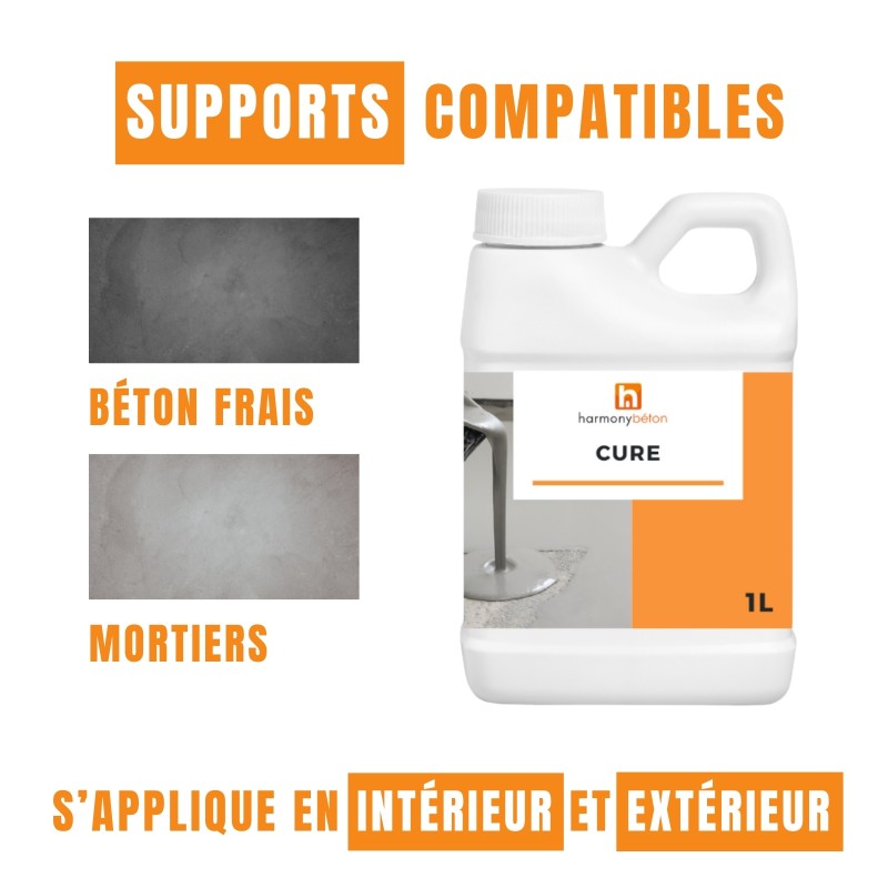 Cure béton compatible avec bétons et mortiers