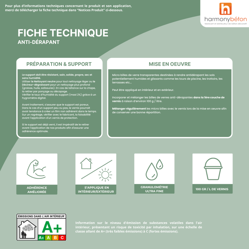 Fiche technique anti-dérapant
