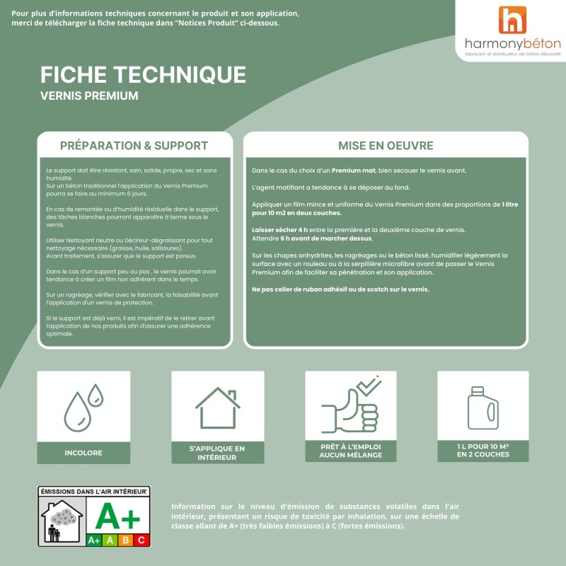 Fiche technique vernis premium