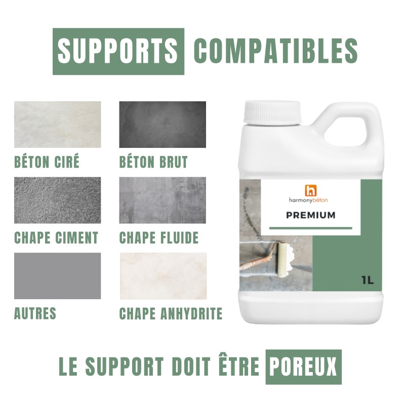Supports compatibles avec le vernis béton premium