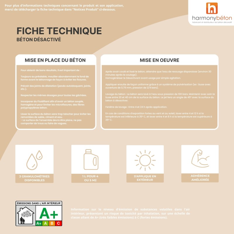 Fiche technique béton désactivé