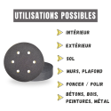 Disques abrasifs velcro perforés Ø150 mm - Utilisations possibles
