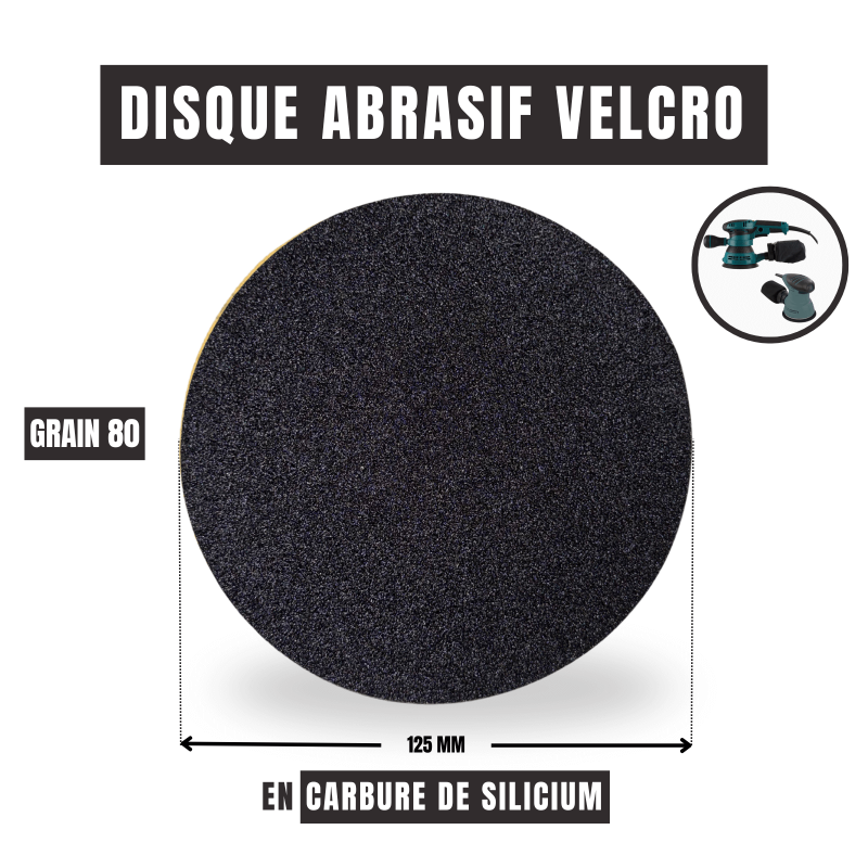 Disques abrasifs en carbure de silicium - Dimension 125 mm / Grain 80