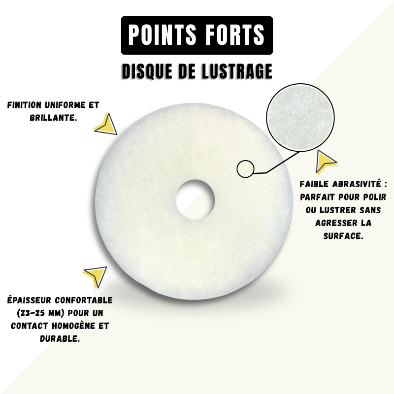 Pad monobrosse blanc (lustrage) Ø 406 - Points forts