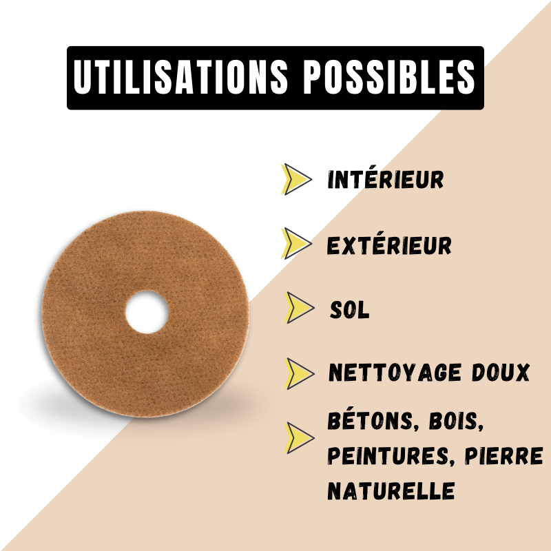 Pad monobrosse beige (nettoyage léger) Ø 406 -  Utilisations possibles