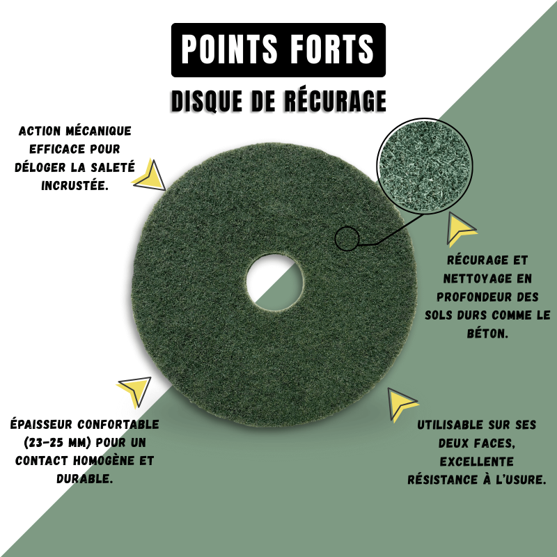 Pad monobrosse vert (récurage) Ø 406 - Points forts