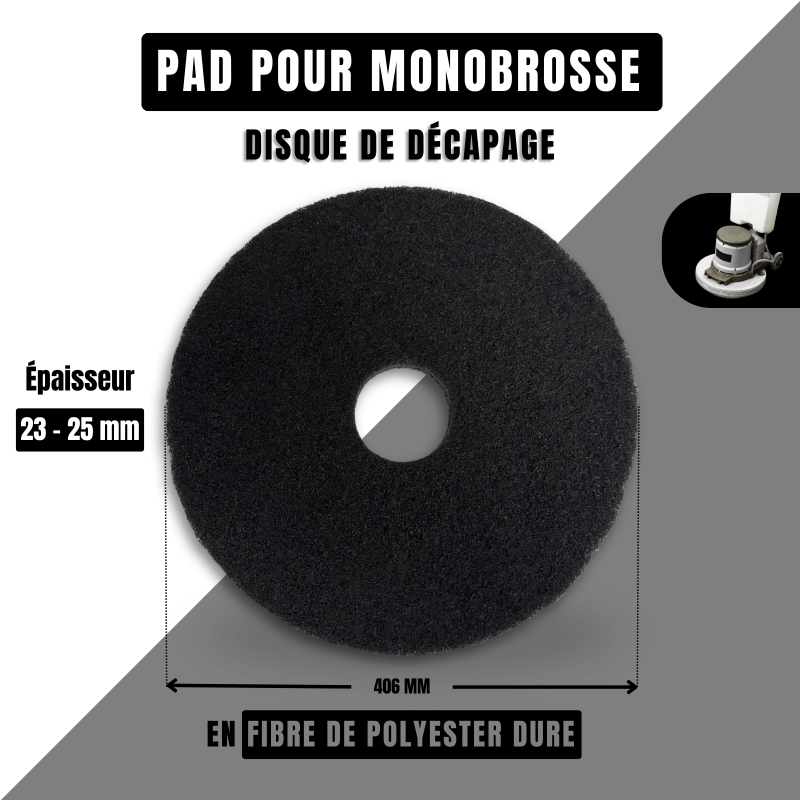 Pad monobrosse noir (décapage) Ø 406 - Caractéristiques