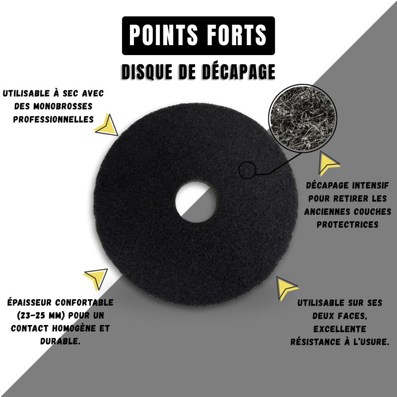 Pad monobrosse noir (décapage) Ø 406 - Points forts