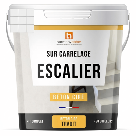 Béton ciré sur carrelage - Kit escalier