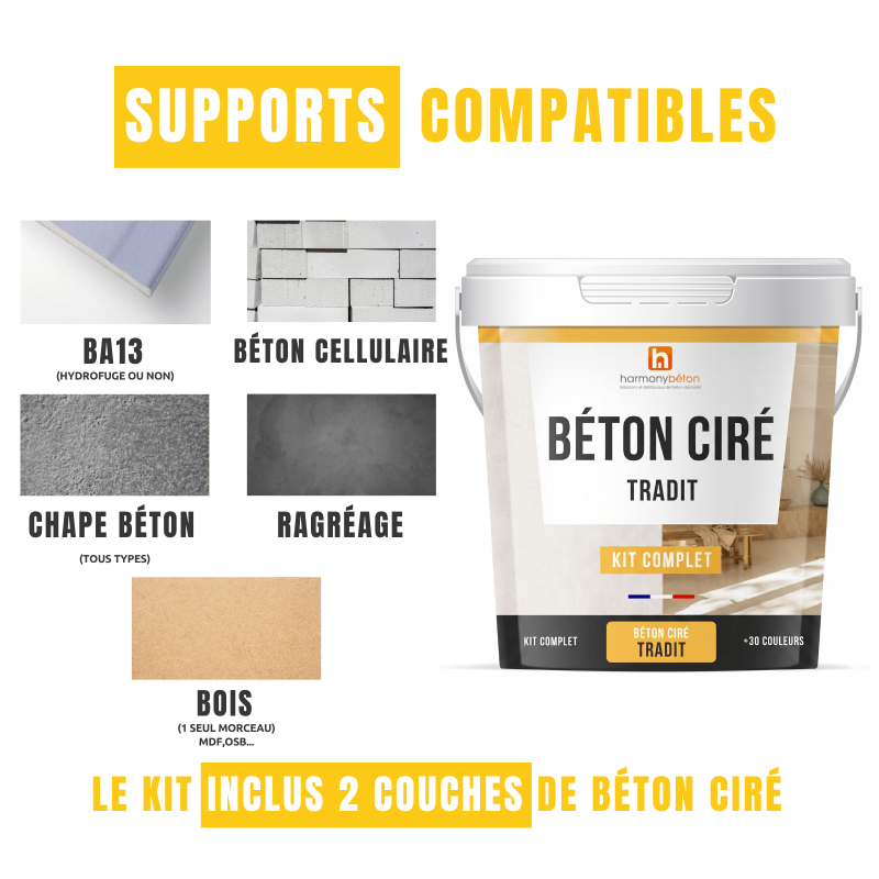 Béton ciré TRADIT supports compatibles