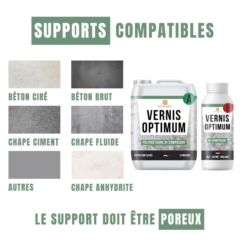 Supports compatibles vernis béton optimum