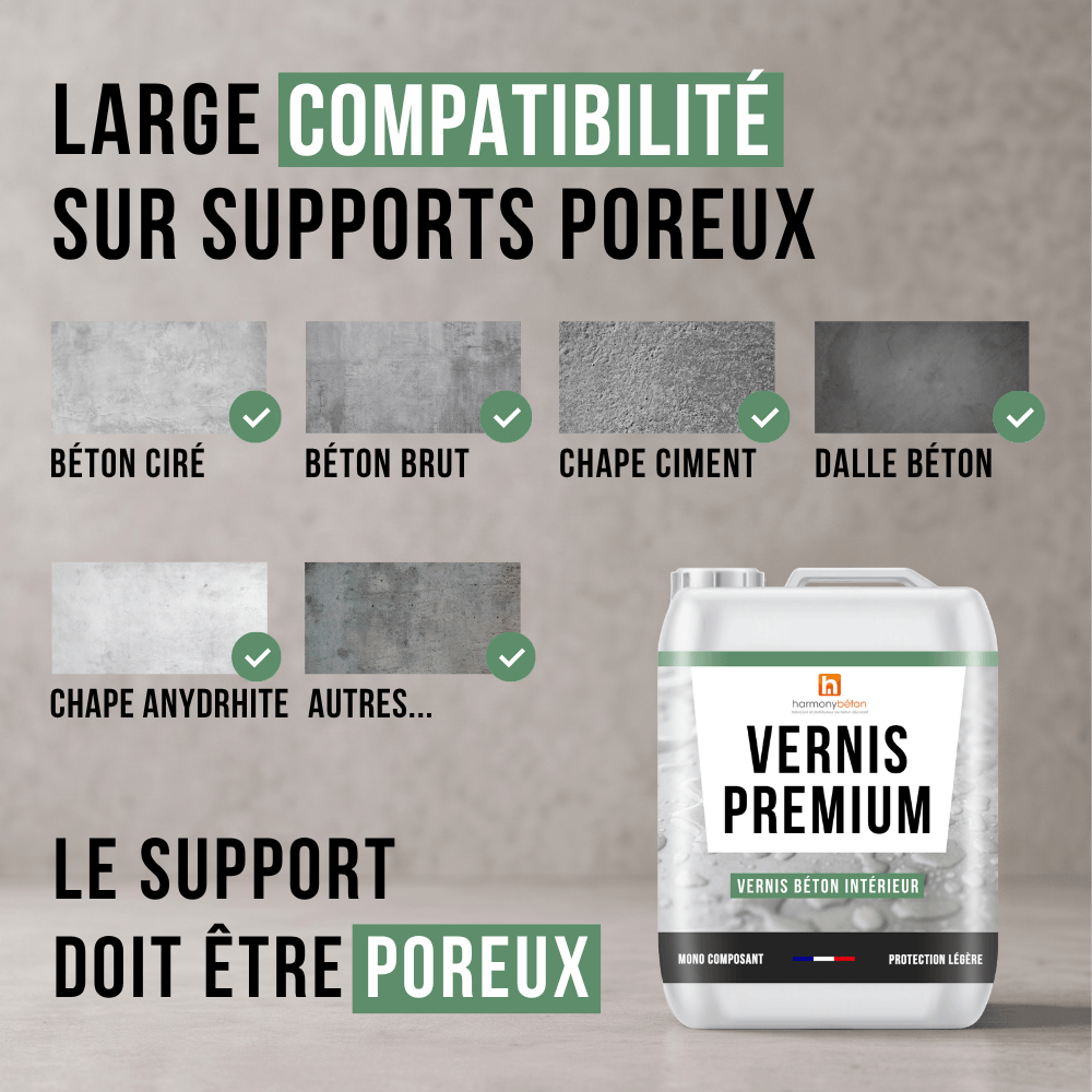 Supports compatibles avec le vernis béton intérieur premium