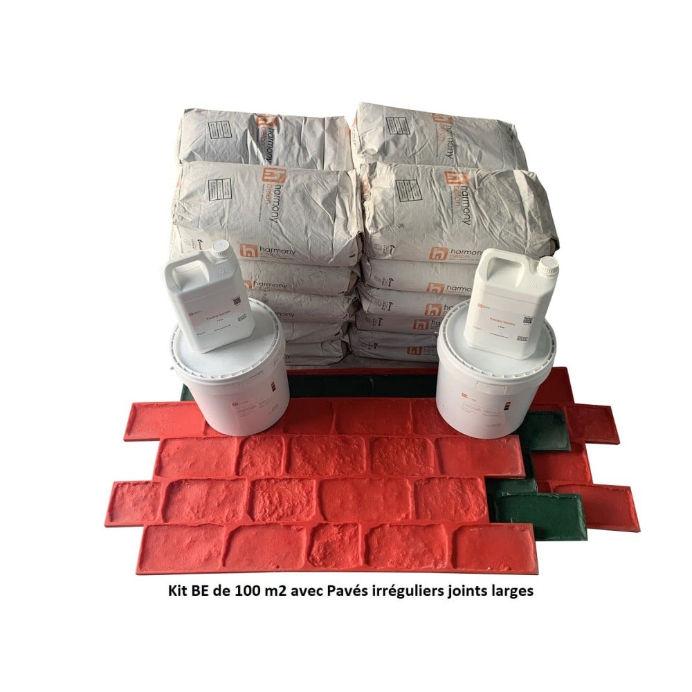 Kit béton empreinte aspect Pavés irréguliers joint large