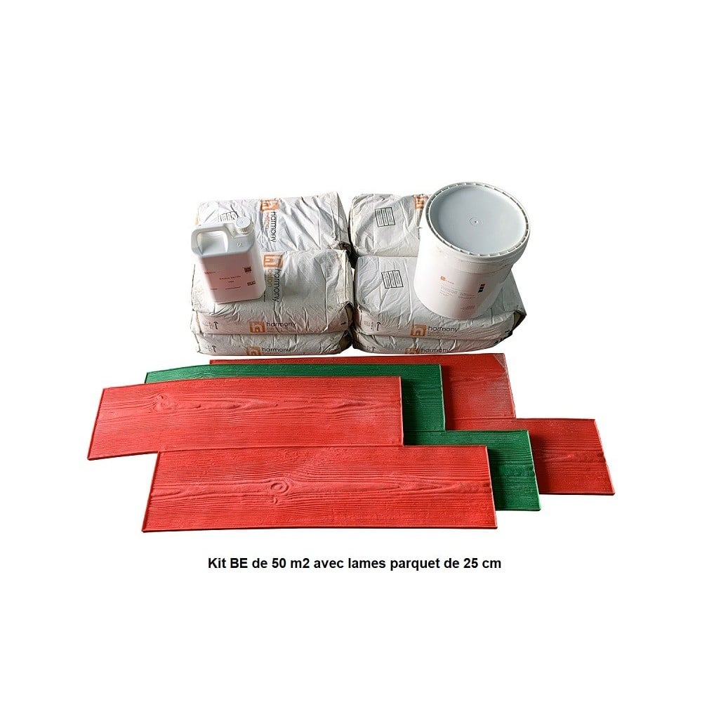 Kit béton empreinte aspect Bois - Lame de 25 cm