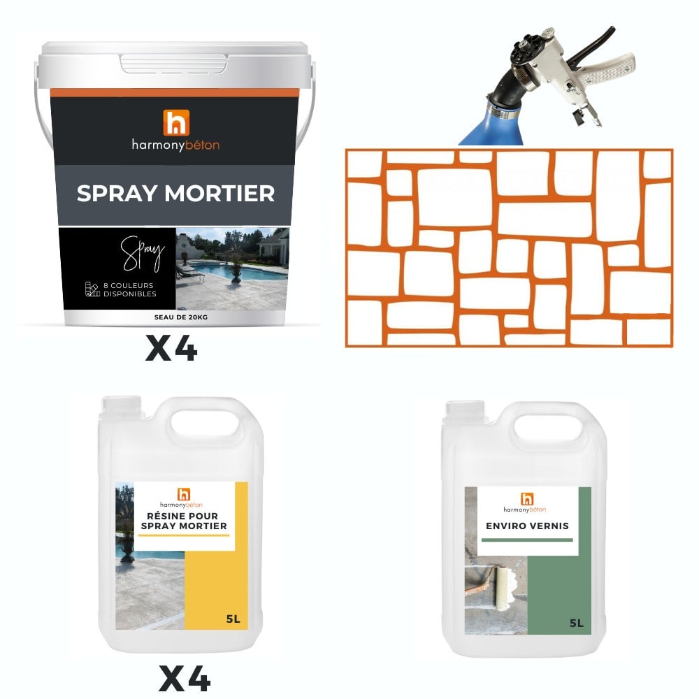 Kit Spray mortier avec pochoir 50m² vieilles dalles
