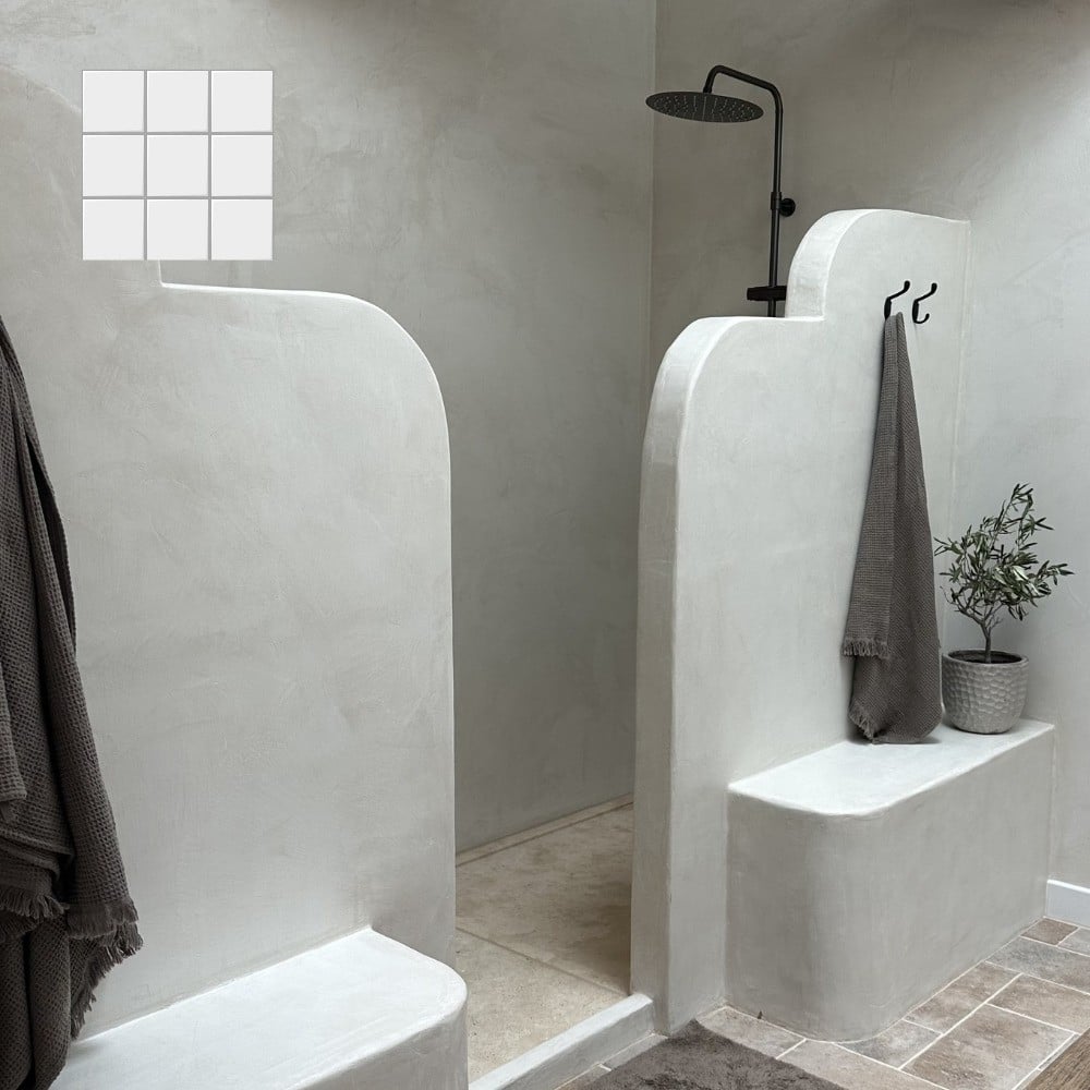 Béton ciré sur carrelage salle de bain - douche couleur BC02