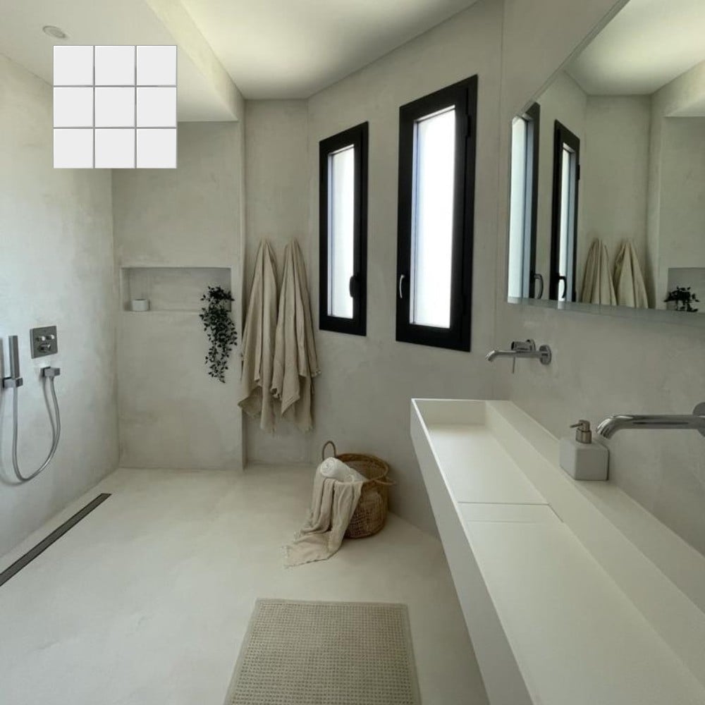 Béton ciré sur carrelage salle de bain - douche+ sol + murs couleur BC02