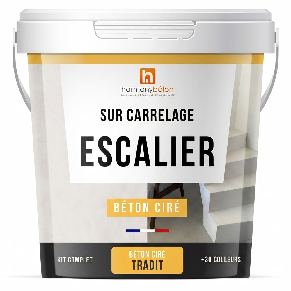 Béton ciré sur carrelage - Kit escalier