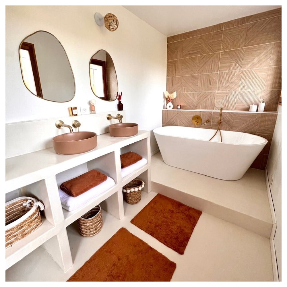Béton ciré ISY salle de bain universel - meuble et sol couleur 37. Beige