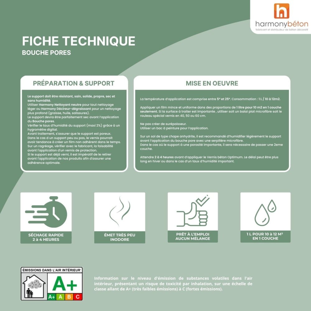 Fiche technique bouche pores