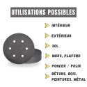 Disques abrasifs velcro perforés Ø150 mm - Utilisations possibles