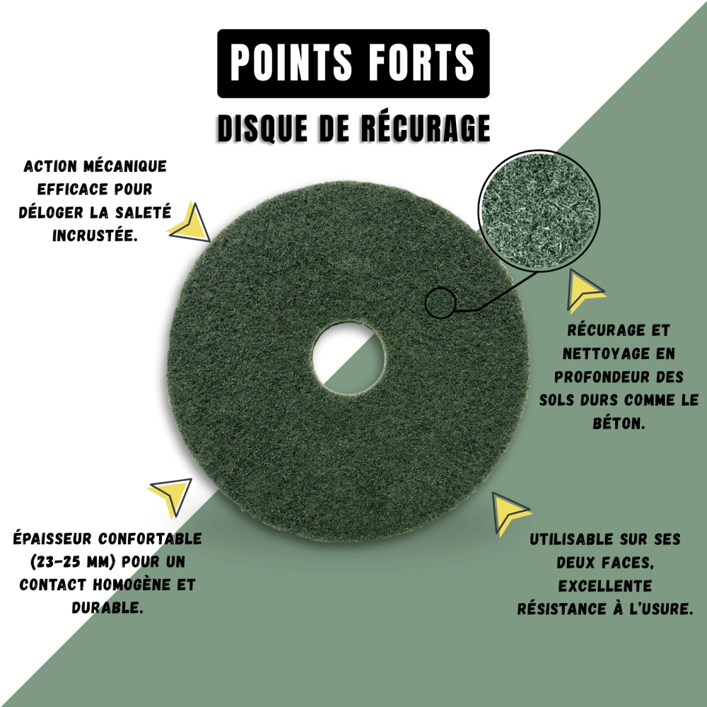 Pad monobrosse vert (récurage) Ø 406 - Points forts