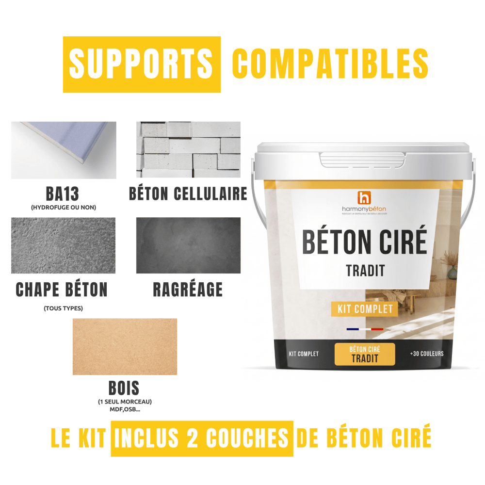 Supports compatibles béton ciré mural salle de bain