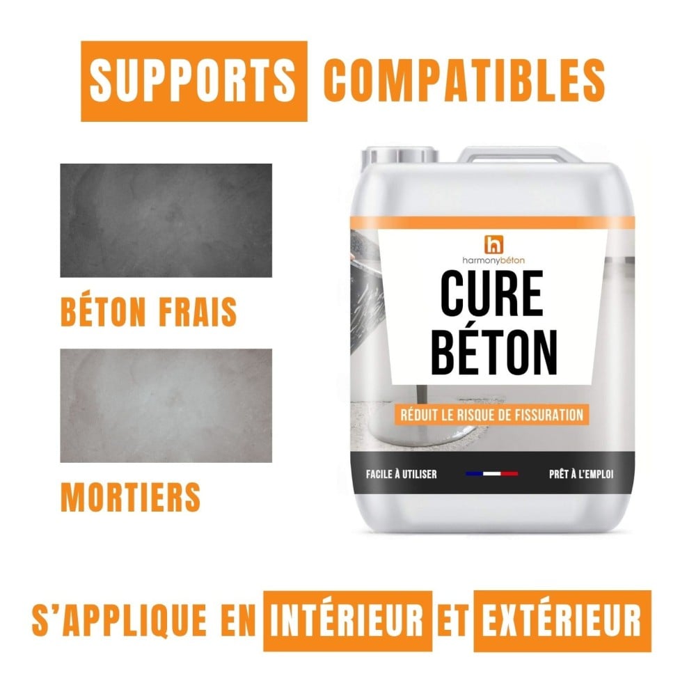 Cure béton compatible avec bétons et mortiers