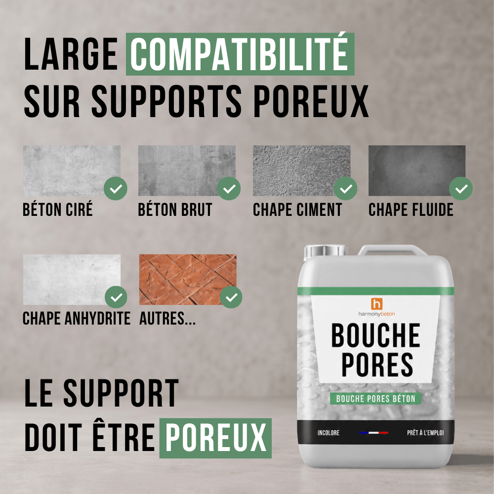 Supports compatibles bouche pores béton